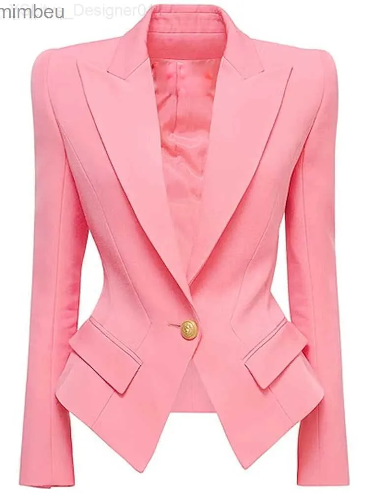 Women's Suits Blazers HIGH QUALITY Newest 2023 Designer Jacket Women's Slim Fitting Single Button Lapel Blazer C240410