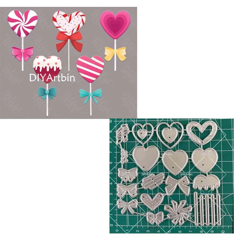 5st Valentine Lollipop Metal Cutting Dies Heart Stencil For Present Card Cheese Craft Diy Birthday Scrapbooking Layering Dies