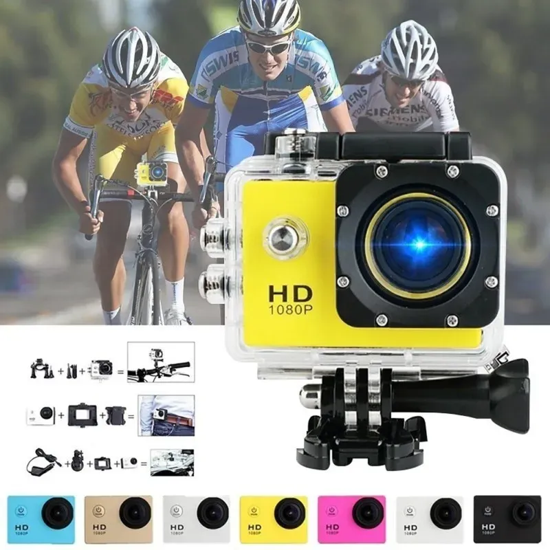 Cameras Casque étanche Record Video Camera Sport Caméra WiFi 2 pouces sous-marins Sports Cameras Sports DV Mini CamCrorder Micro Camera