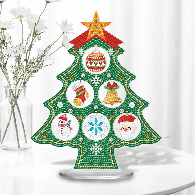 Homfun 5D Crystal Christmas Tree Diamond Painting Grovine Snowman ricamo colorato strass per Halloween Halloween Home Decor Regalo