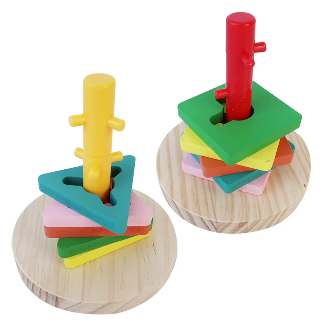 ahşap kuş papağan eğitim oyuncak platformu plastik halka zeka eğitimi çiğneme kuş oyuncak malzemeleri zeka kuş oyuncak