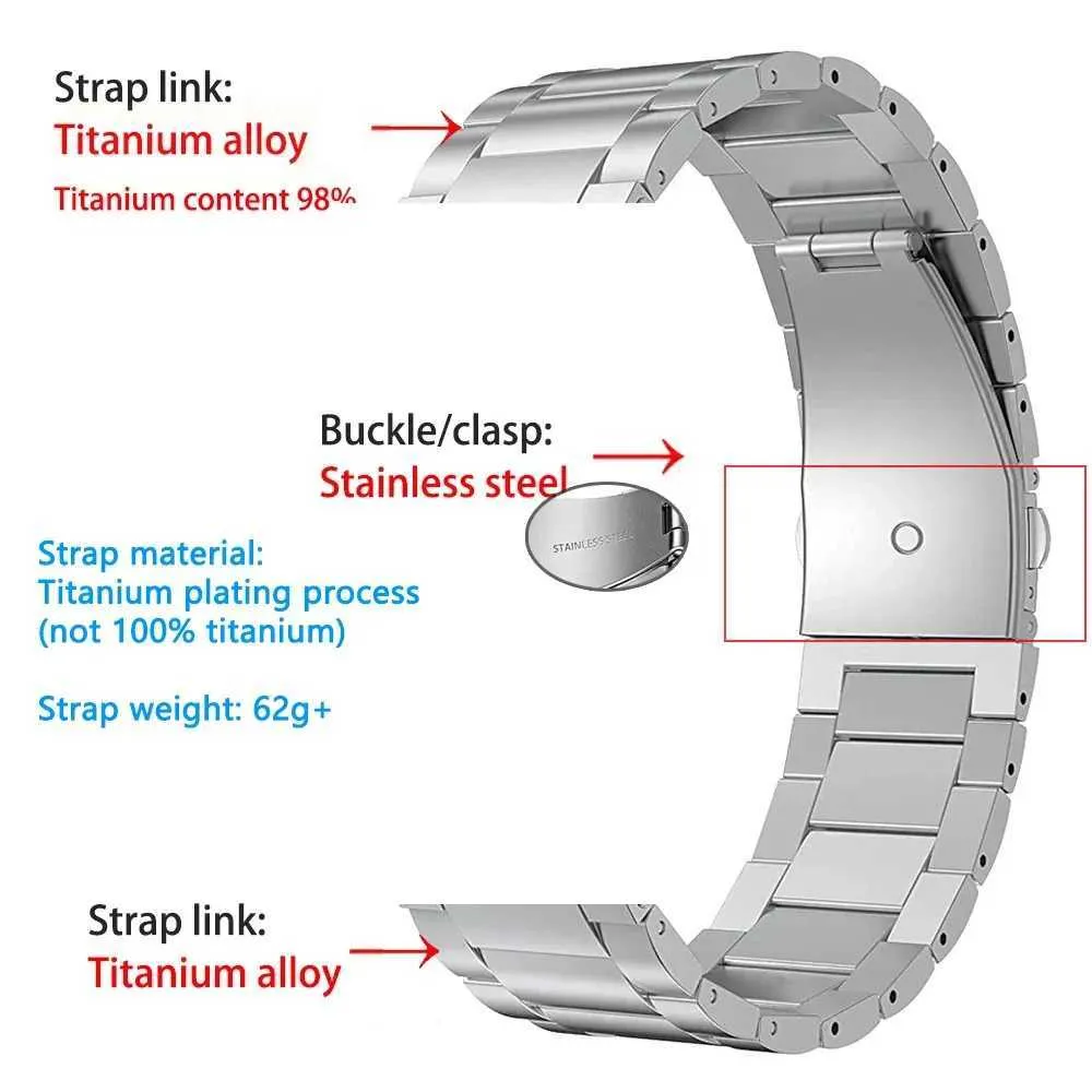 Assista Bands Titanium Metal Strap 22mm 20mm 18mm 16mm Relógio Banda Quick Lançamento Universal Bracelet Smart Watch Substitui