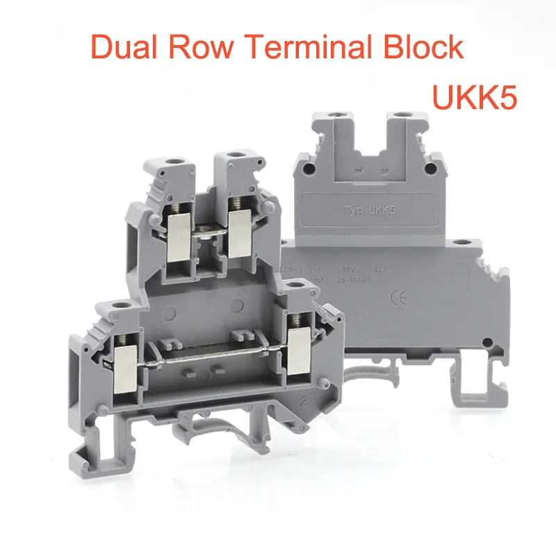 10/15/50pcs Din rail dual row screw terminal blocks UKK5 wire electric double deck terminals block connectors cables morsettiera