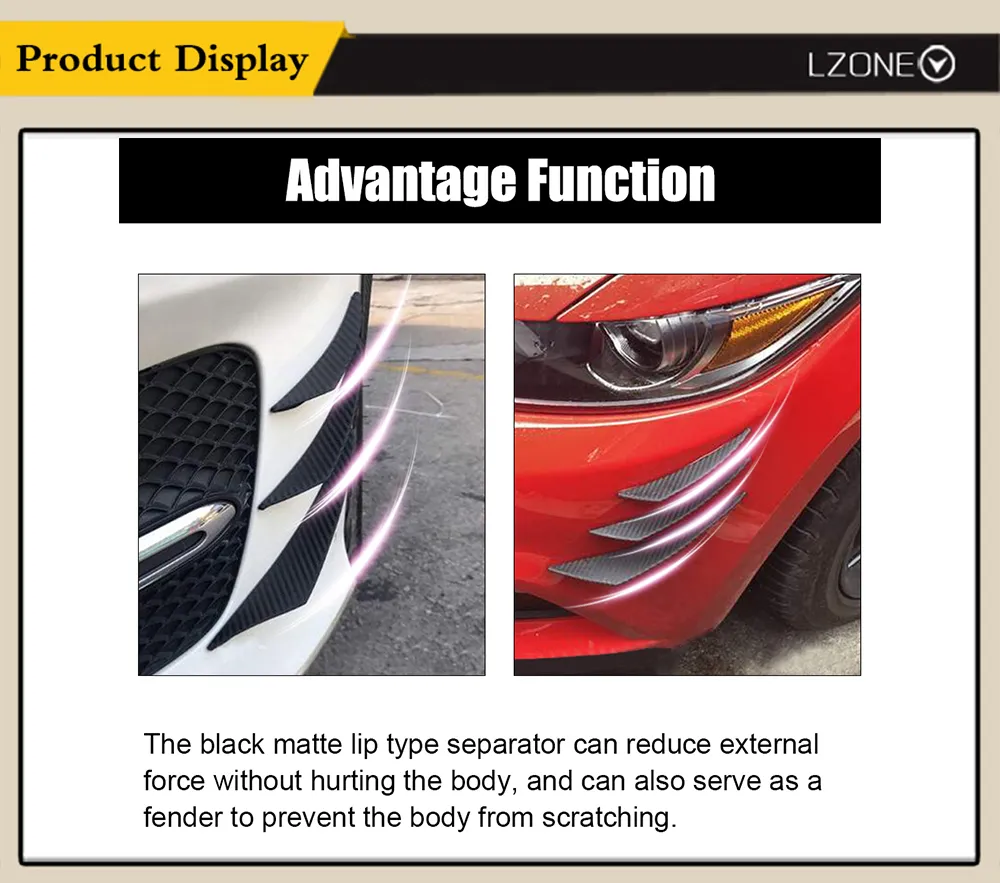 LZONE Universal Fit Front Bumper Lip Diffuser Splitter Fins Body Spoiler  Canards Valence Chin Car Tuning Canard SFB05 From Ddmydec, $28.21 |  DHgate.Com, image size:1000x883
