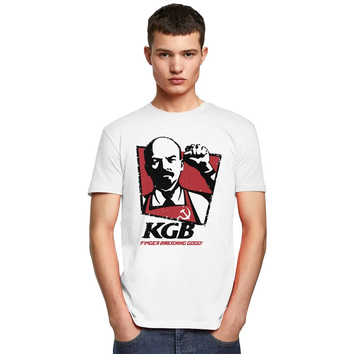 Vintage KGB Vladimir Lenin T Shirt Junge Urban T-Shirt Kurzärmeled UdSSR Russland Kommunismus Marxismus Sozialismus T-Shirt Tops Casual Casual