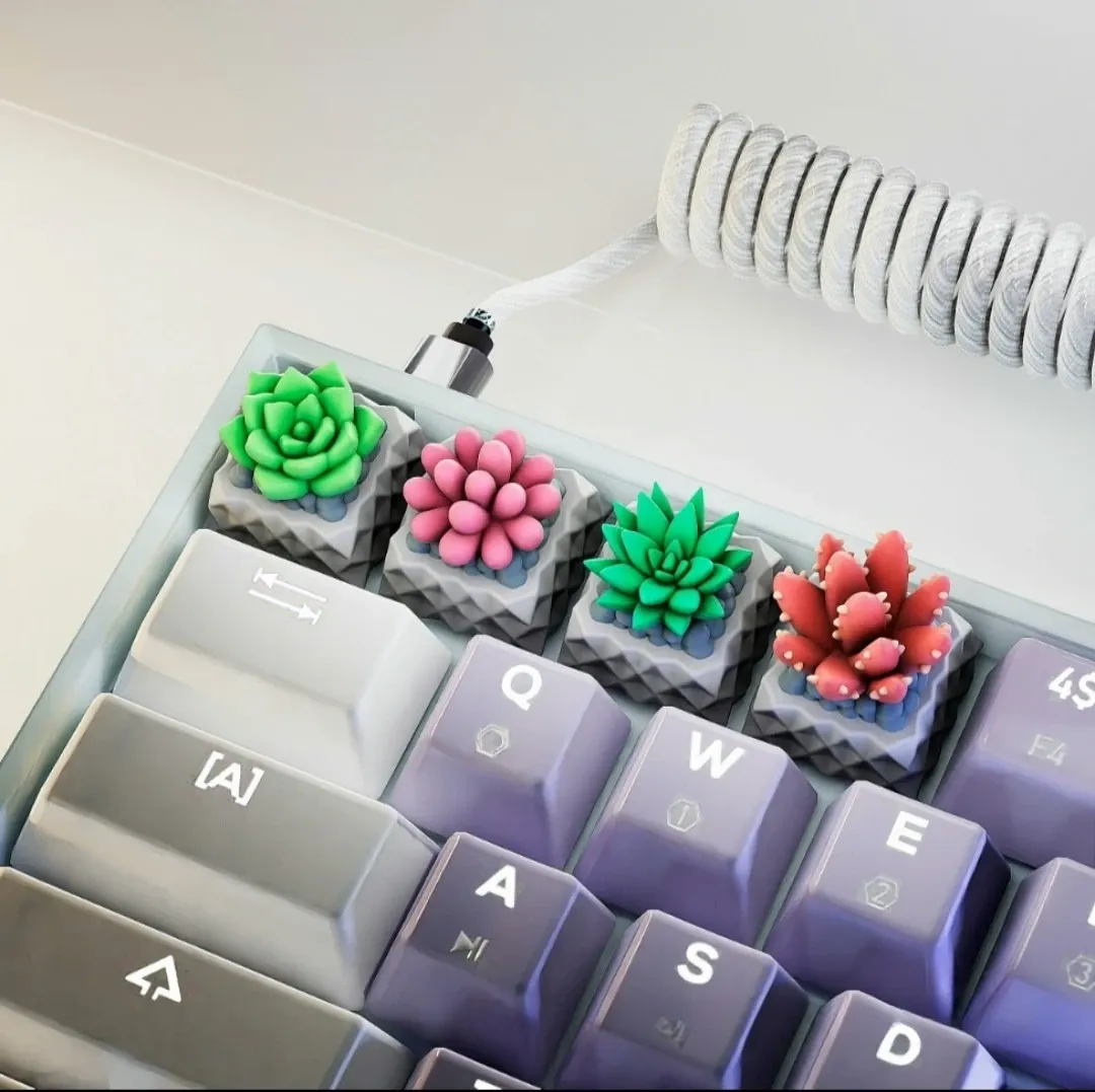 Accessories ECHOME Original Succulent Plant Keycap Cute 3D Resin Key Cap for Mechanical Keyboard Handmade Custom Mice & Keyboard Accessories