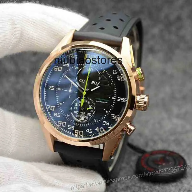 Watch Projektant mody Chronograph Sport Stopwatch Luxury Mężczyźni Stal nierdzewna Czarna gumowa gumowa Sapphire wielofunkcyjny kalendarz Wodoodporne zegarek na rękę