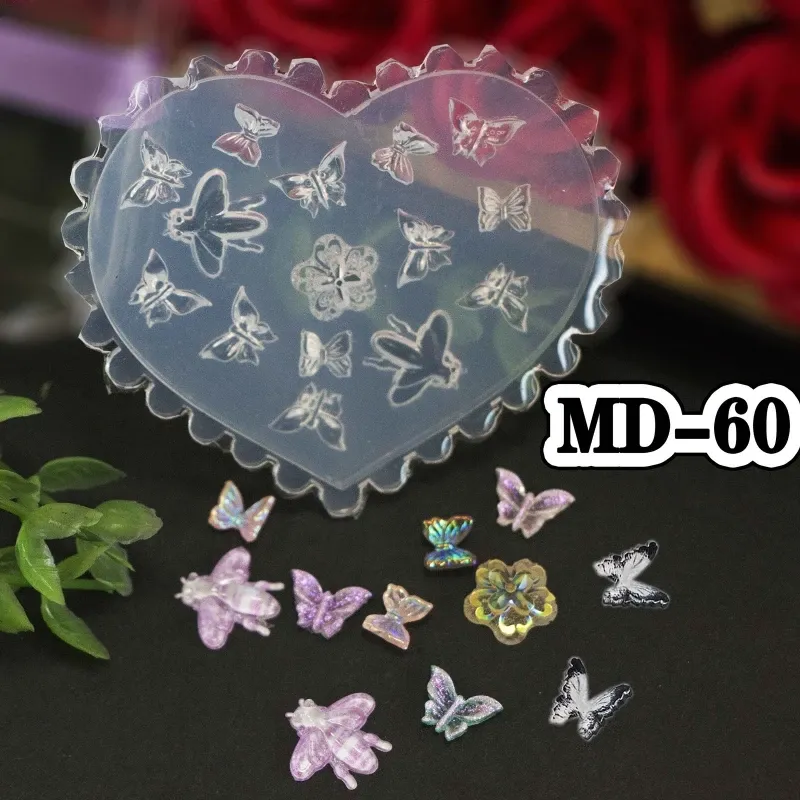 11 Styles 3D Flower Star Nail Art Mold Diy Bilded Nail Art Decorations Charms Ornament Silicone mögelmallar manikyrverktyg