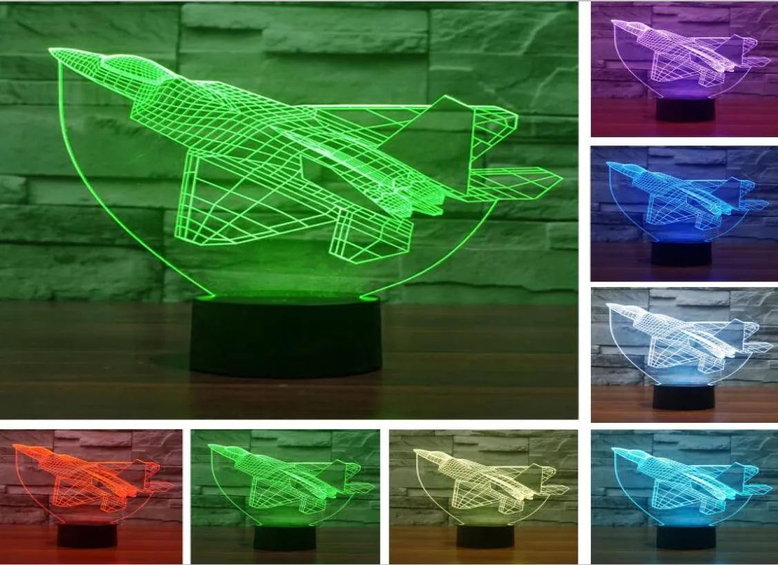 Gifts for Man Boys 3D Aircraft Warplanes Fighter Color Gradient Dimming Lampara Night Lights Desk Table Lamp Led Military Jet Plan4095278