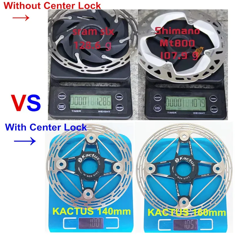 Kactus Ultralight Bicycle Disc Brake Rotor 140/160 mm Centre Lock Épaississement AL7505 Frappe à disque de refroidissement rapide Floraon pour la route MTB EBIKE