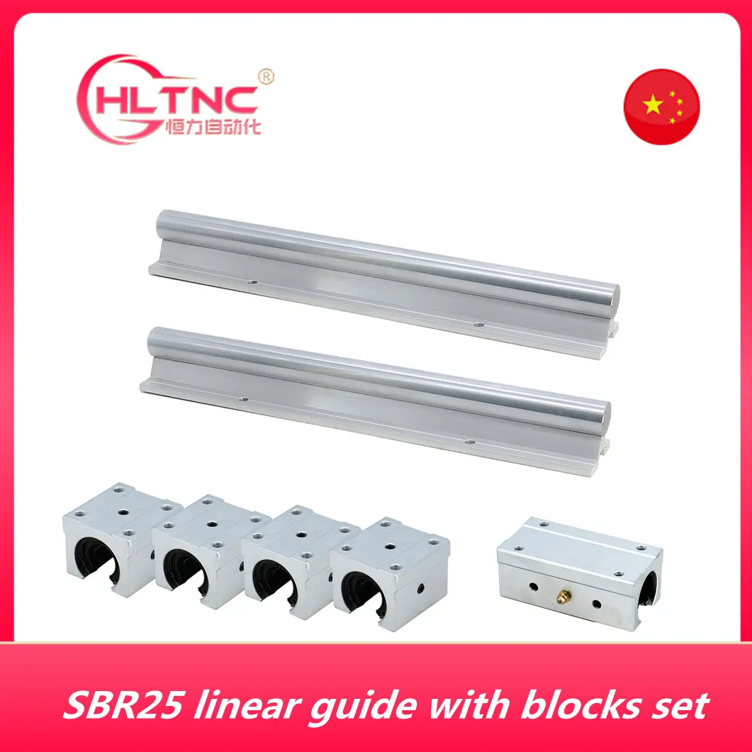 2PCS SBR25 300mm-2200 mm Guides linéaires entièrement prises en charge Rail 4x Bloc de roulement Kit d'arbre CNC pour équipement automatisé