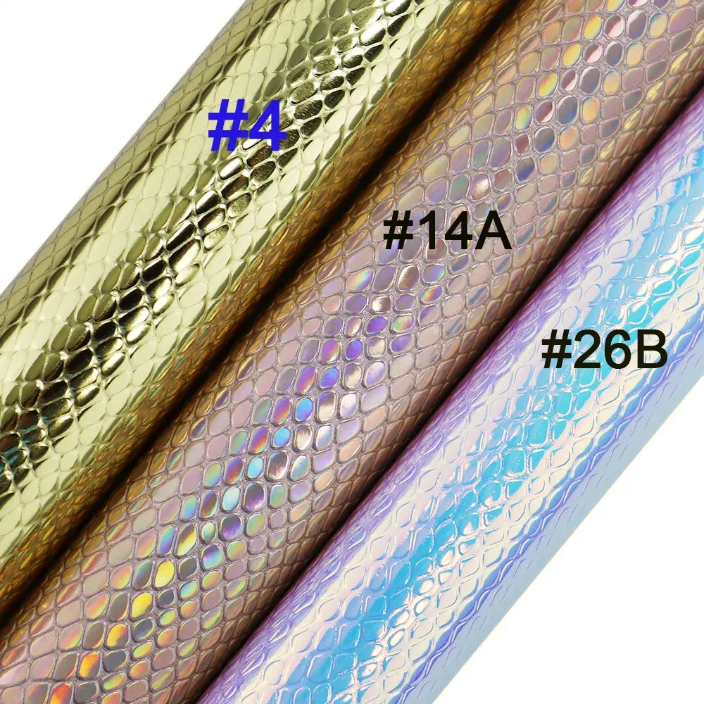 Schillernder holographischer Schlangenspiegel Faux synthetischer Lederstoff für Haarbögen nähen Handwerk DIY H0241