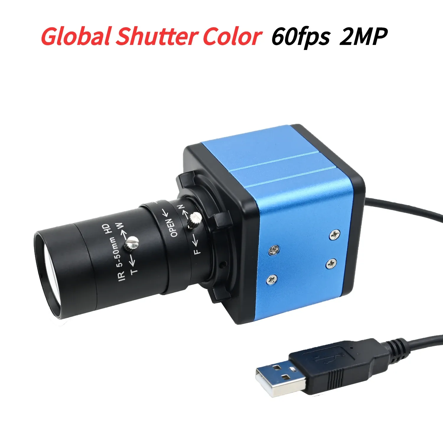 Веб -камеры 2MP Color Global Shutter USB Camera 60FPS, 1600 x1200, мини -коробка Webcam 2 -мегапксиэль, с 550 мм 2,812 мм VARIFOCAL CS LENS