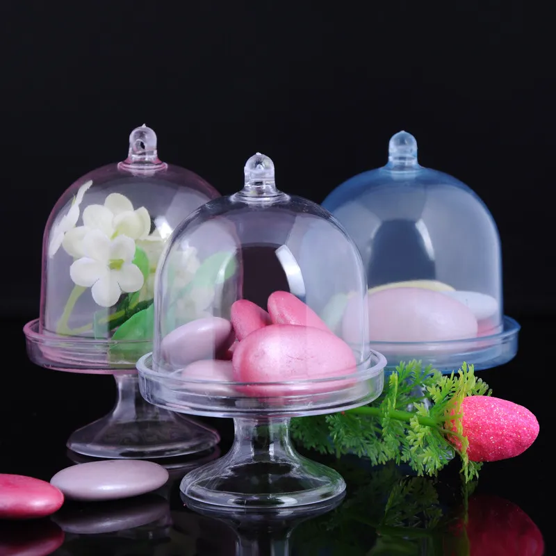 8 * 6cm Boîtes à bonbons en plastique Boîtes-cadeaux de mariage pour les invités Boîtes de bonbons en forme de plateau Favors Boîtes-cadeaux Candy Boîtes