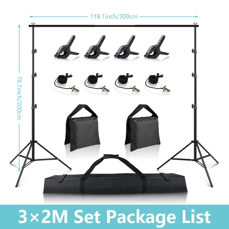 Photo Backdrop Stand Kit Adjustable T-type Square Background Support ...