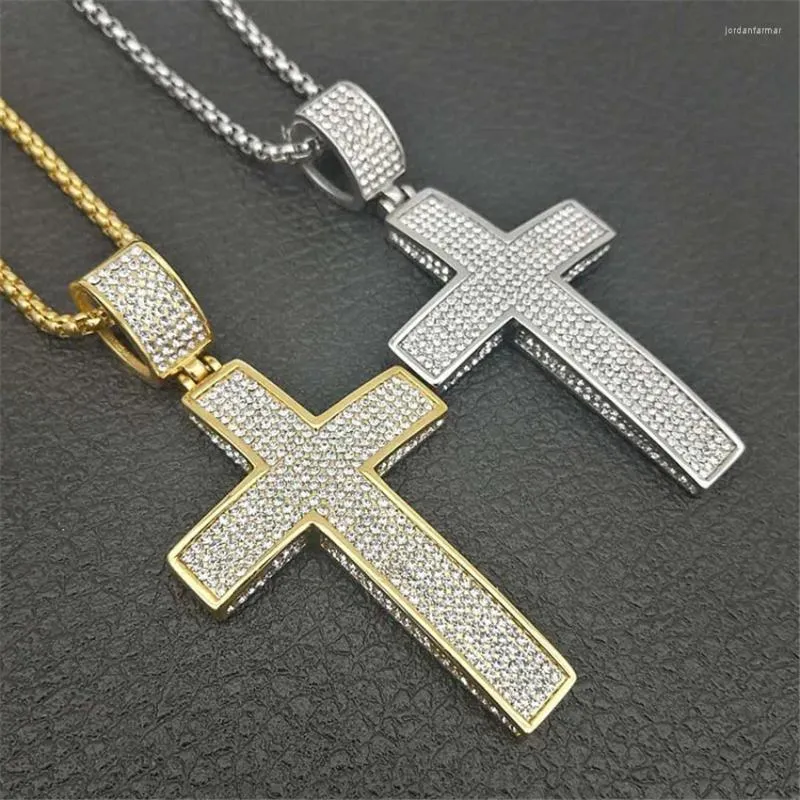 Подвесные ожерелья Hip Hop Iced Out Bling Big Cross Pendants для мужчин из нержавеющей стали