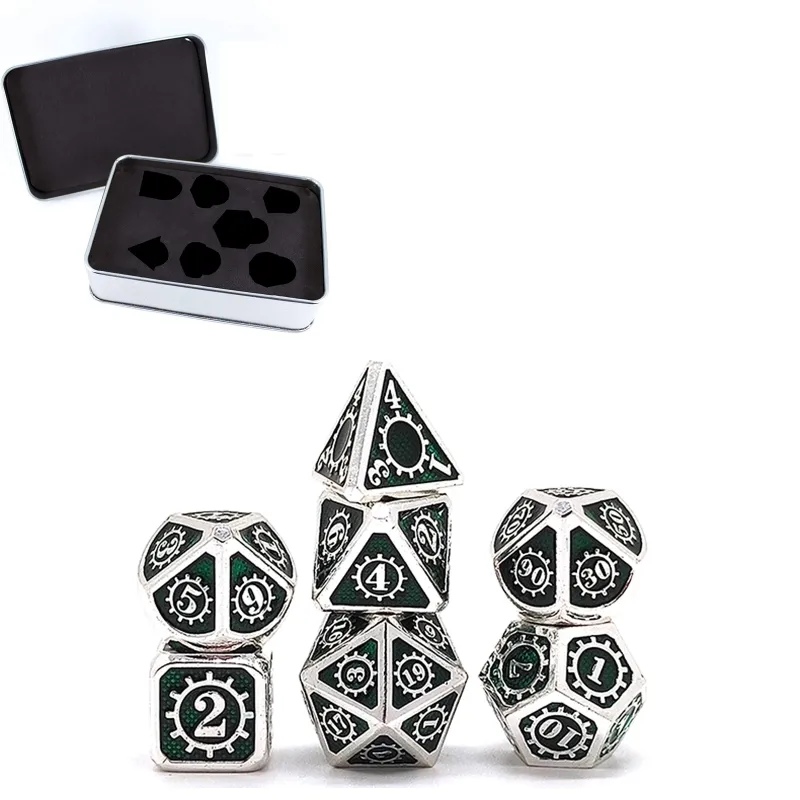 Ball Octopus Bronze D&D Dice Set - 7 Piece Metal Polyhedral Dice (D20, D12, D10, D8, D6, D4, D%) - View #7