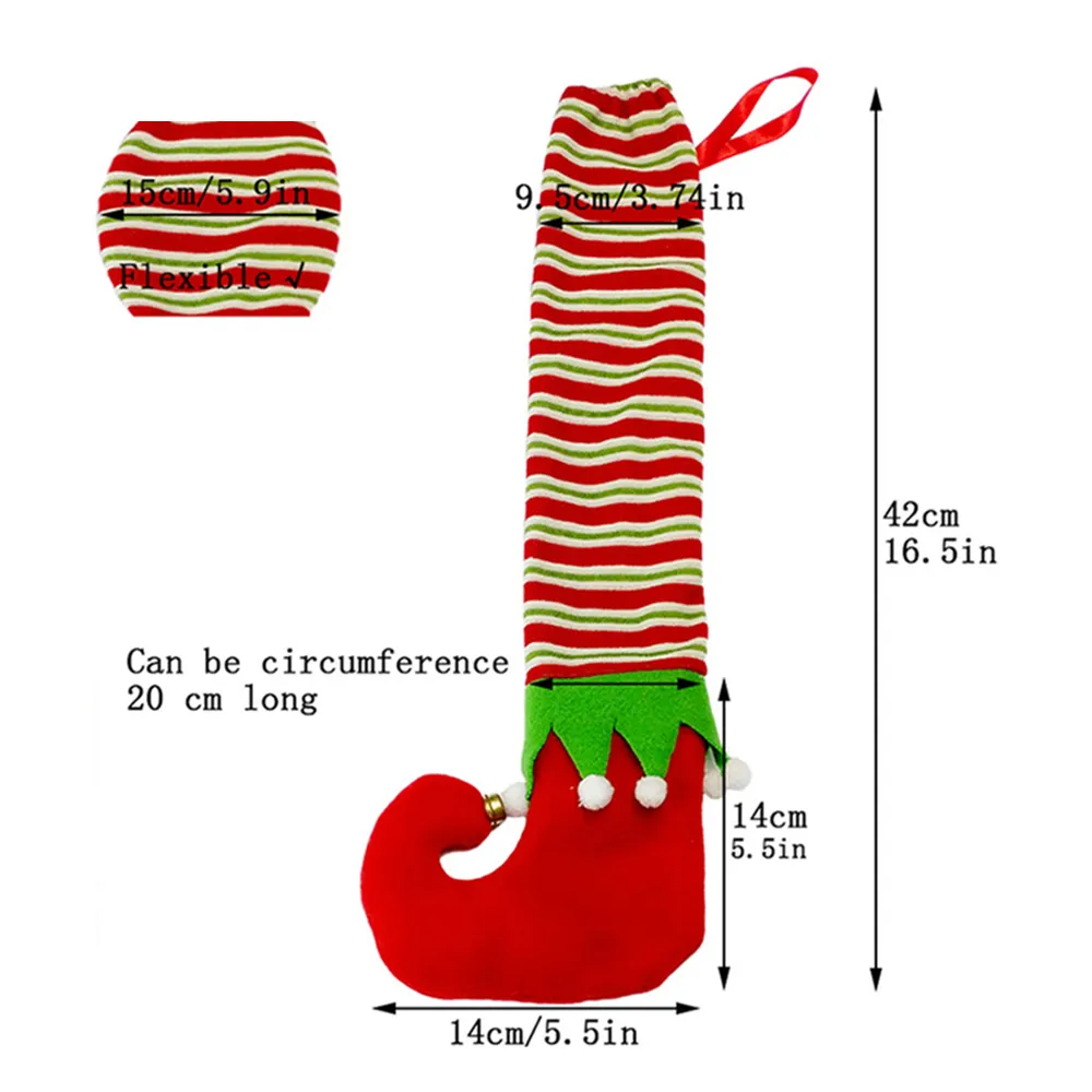 1 bit per påse Julstol Ben Strumpor Flexibla golvskyddsbord Ben täcker till jul matbordsdekor jul