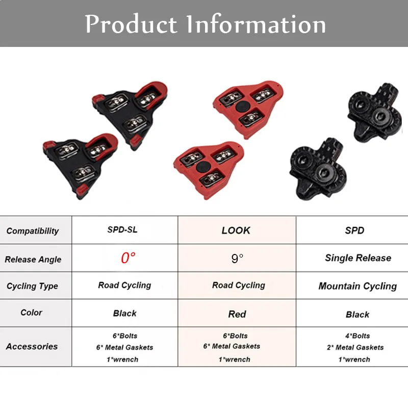 Bucklos 9 graden fietspedaal Cleat 0 graden SPD-SL Road Bicycle Pedalen Look/ SPD Pedal Plate Clip Zelfvergrendeling Cycling Accessorie