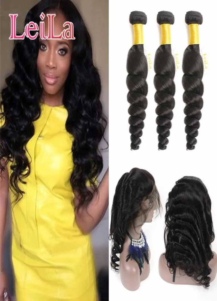 Brésilien Virgin Hair Wave Wave 3 Bundles avec 360 dentelles Frontal Préal Wave Low Wave Human Teave 4 Pieces Toard de Leila9194237