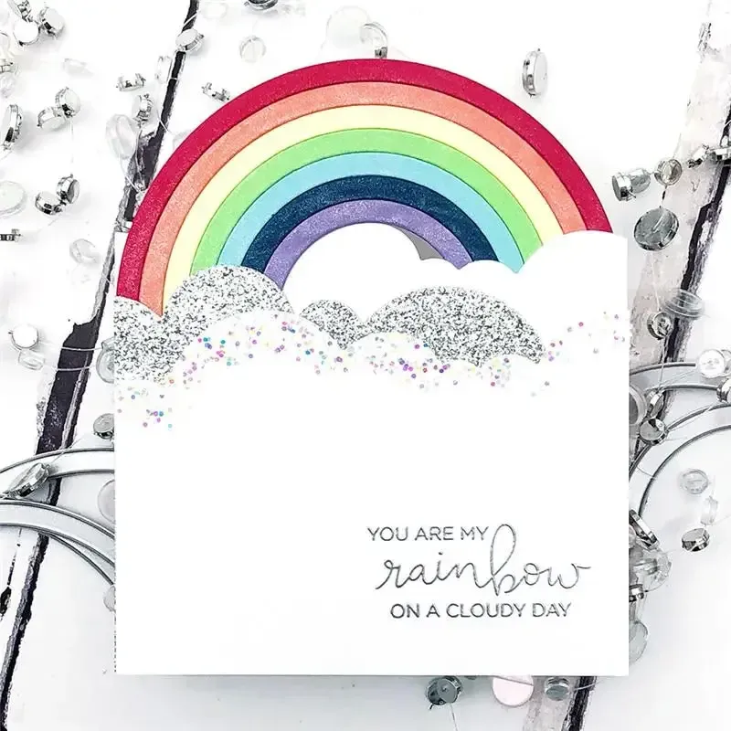 Rainbow Clouds Circle Metal Cutting Dies Scrapbooking Semicircle Card Making DIY prägling