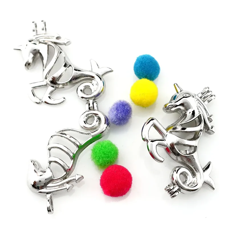 10 pezzi classici unicirns Unicorns perla gabbia galleggiante mobile aromaterapia diffusore collana collana bracciale gioielli fai -da -te che rendono in massa