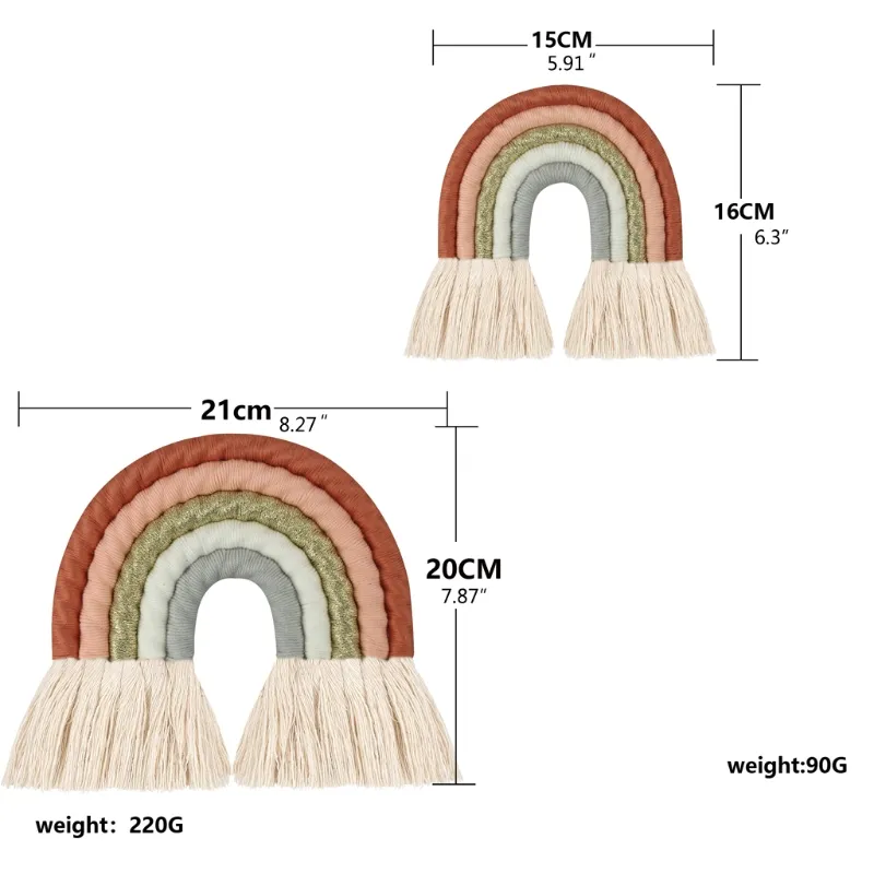 Boho wystrój makrama tęczowa wisząca dla dzieci dla dzieci pokoje żłobka prezent