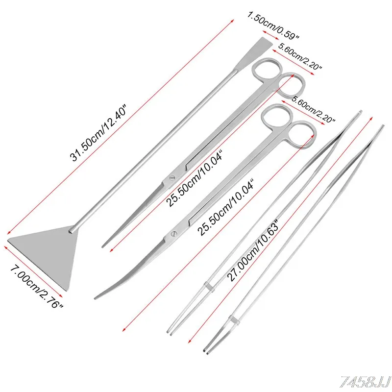 3/5pcs 수족관 수생 유지 보수 도구 키트 긴 손잡이 가위 가위 트림 도구 키트 살아있는 식물 잔디 드롭 선박