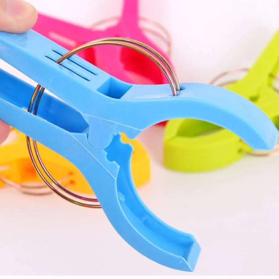 4st Stronging Plastic Color Clips Beach Handduksklämma för att förhindra att vindklämklämmorna torkar rack som behåller Clip3317