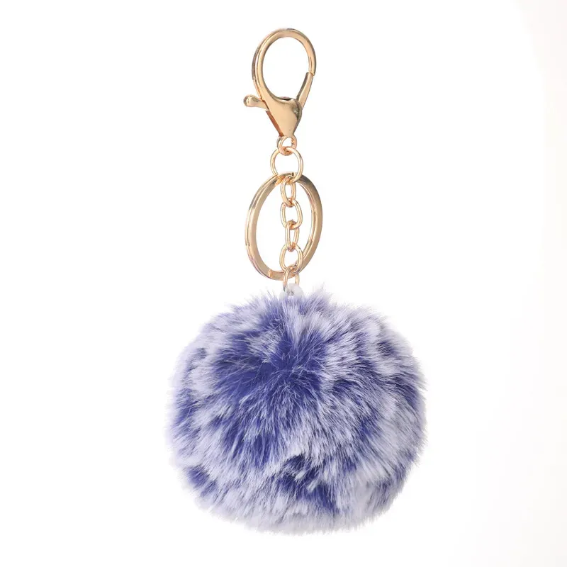 8cm Pompom Keychain Rings Bag Charms Car Keyring Holder Gold Key Chains Pompons Fake Faux Rabbit Fur DIY Pom Poms Balls Fashion Women Bag Pendant Jewelry Accessories