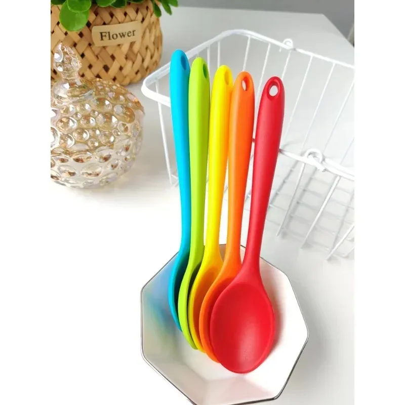 Silicone Spoon Heat Resistant Easy To Clean Non-stick Rice Spoons High Temperature Spoon Tableware Utensil Kitchen Toolfor non-stick rice spoon