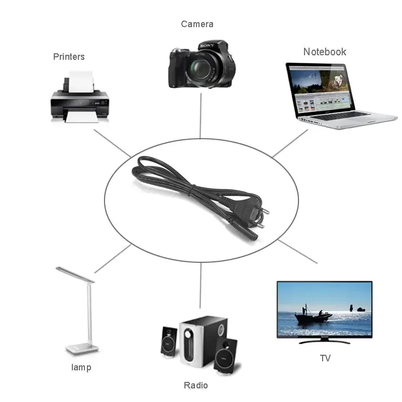 2 Pin -Stift EU -Kabel Stromversorgungskabel Konsole C7 Kabel Abbildung 8 Stromkabel für Samsung Netzteil Xbox PS4 Laptop