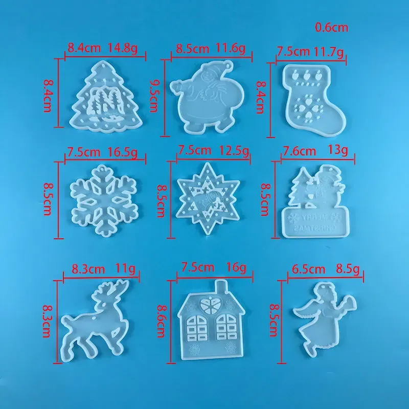 Moule de silicone de Noël Snowflake Moule de résine époxy pour le pendentif Keychain Ornement Ornement de fabrication de fournitures Accessoires