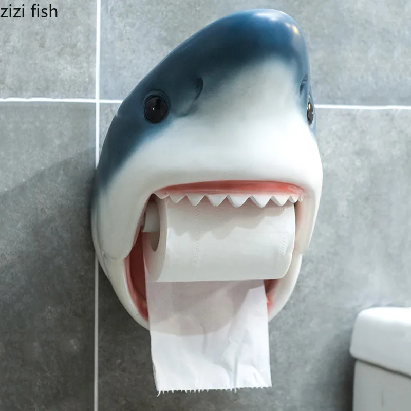 Shark Roll Holders Resin Dolphin Paper Towel Dispenser Toilet Bathroom Shelf Holder Wall mounted European Style Bath Decoration