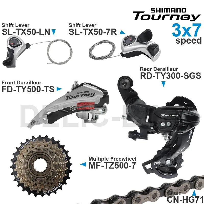 DHgate SHIMANO TOURNEY 3x6 3x7 Speed Groupset include SL TX50 Shifter RD TY300 Rear Derailleur MF TZ500 Cassette Sprocket CN HG71 Chain Sports Outdoors