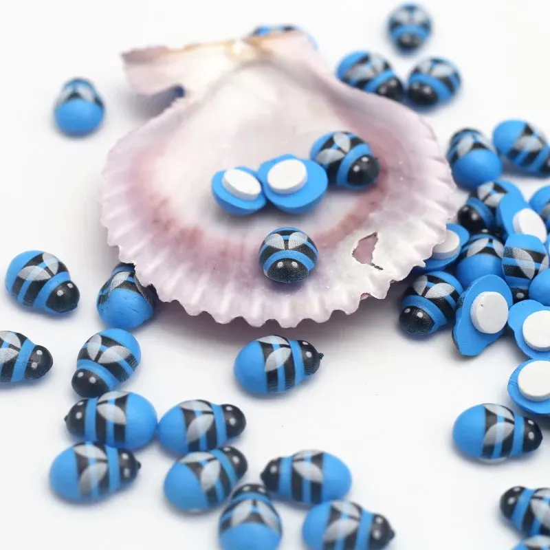 8*12mm Blue Wooden Bee Self-Adhesive Patch Fridge Wall Sticker Wedding Party Home Decor Children Gift DIY Handmade Accessories