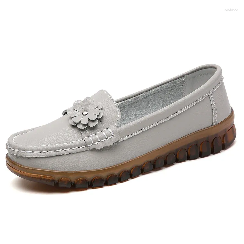 Casual Shoes äkta läderkvinnor lägenheter kvinnors loafers sommarmor för mockasiner