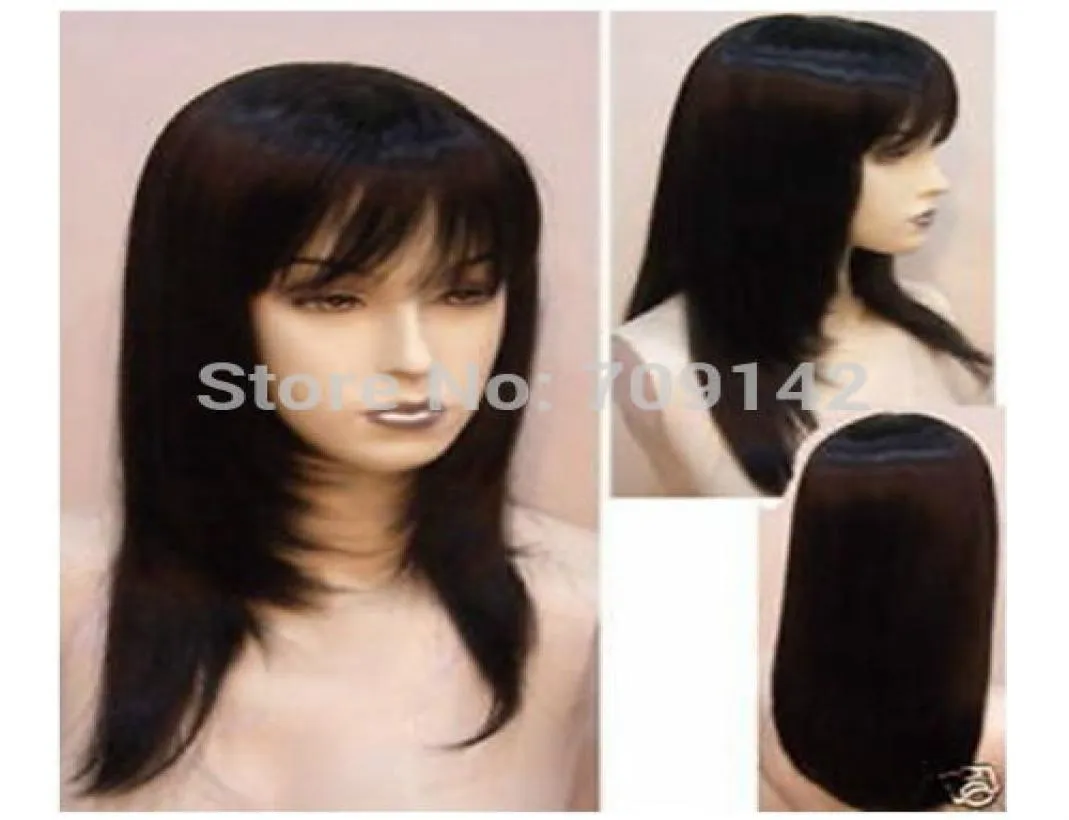 New Fashion Long Pretty Black Straight Wig Kane Capelli no pizzo9131849