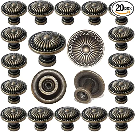 Cabinet Knobs Vintage Dressers Knobs Antique Bronzed Floral Drawer Knobs with 3 Sized Screws for Furniture Cupboard Closet