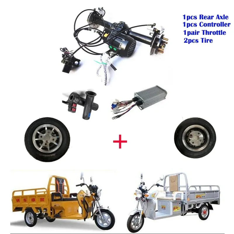 Elektrischer Hinterachtermotor 48 V/60 V/72 V 500W/650 W/800W/1000W/1200W Elektromotor Rikscha BLCD -Motorscheibenbremse mit Reifen 90 cm