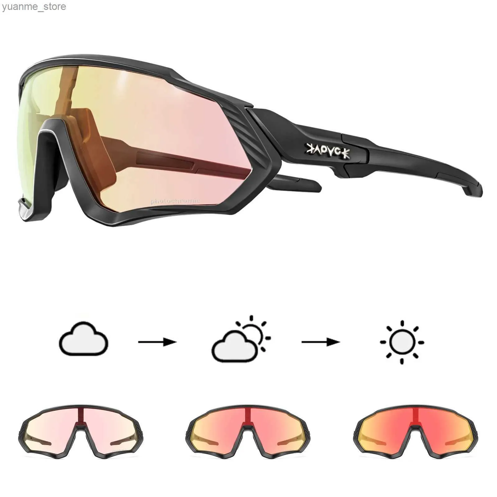 Eyewear extérieure Kapvoe Photochromic Cycling Sunglasses Men Femmes Road Mountain Vélo Glasse-cycle verres à vélo Sport Running Eyewear Y240410