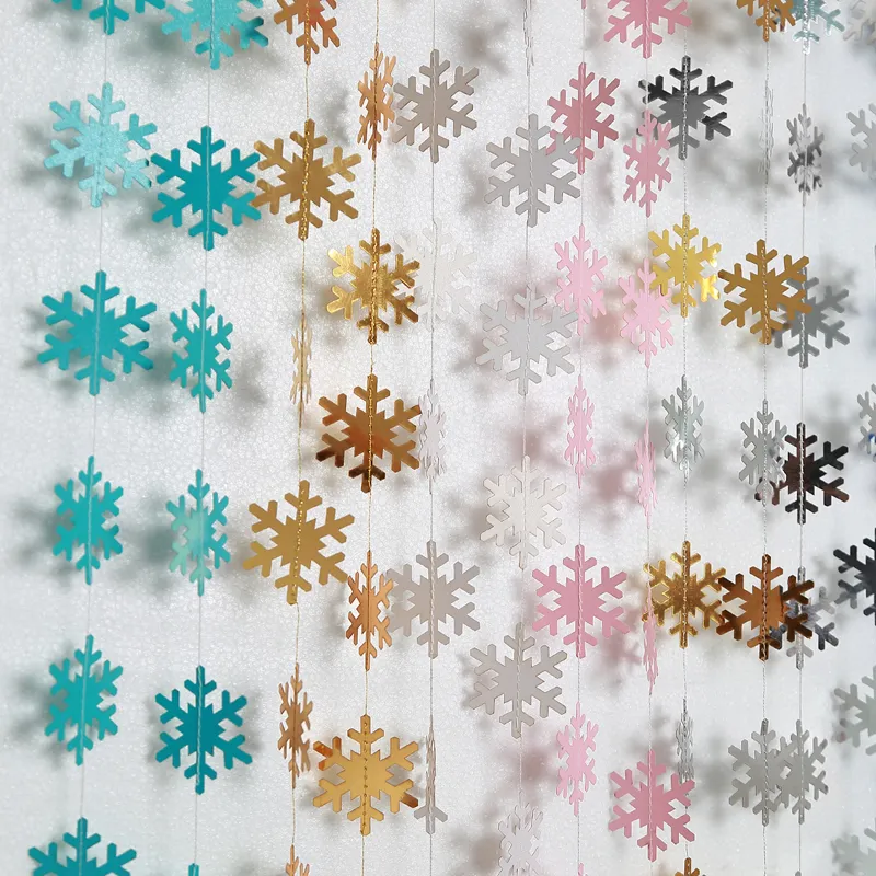 Royal Blue Little Snowflake Garland Inverno Wonderland Decorazioni per feste natalizie Banner Snowflake Banner per feste di Natale