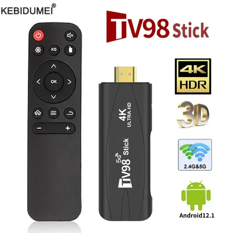 Box TV98 Android Big TV HDR Configure o melhor WiFi 4K 6 2.4/5.8g Android 12.1 Smart Sticks Android TV Box Stick Media Player Player Player