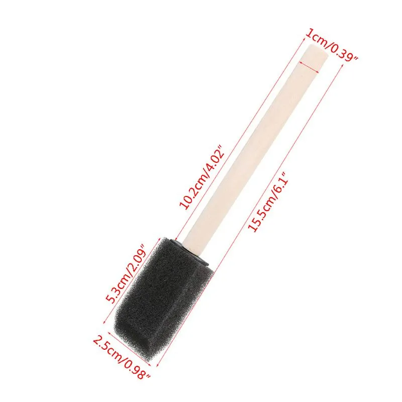 Ensemble de pinceau de poignée en bois de mousse de 1 pouce - Léger, durable et idéal pour les acryliques, taches, vernis, artisanat