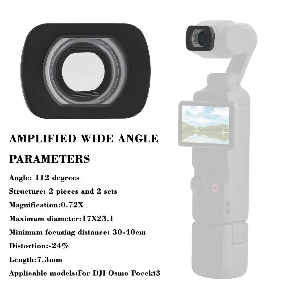 Tillbehör 1pc för DJI Osmo Pocket3 WidEangle Lens 0,72x Augmented Filter Externt utökad utsikt Vinkellins Tillbehör Kamera leveranser