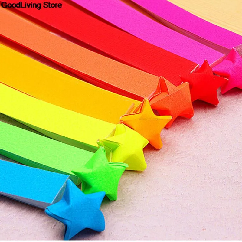 1bag 10 cores papel colorido papel decorativo origami tiras de papel de estrela da sorte