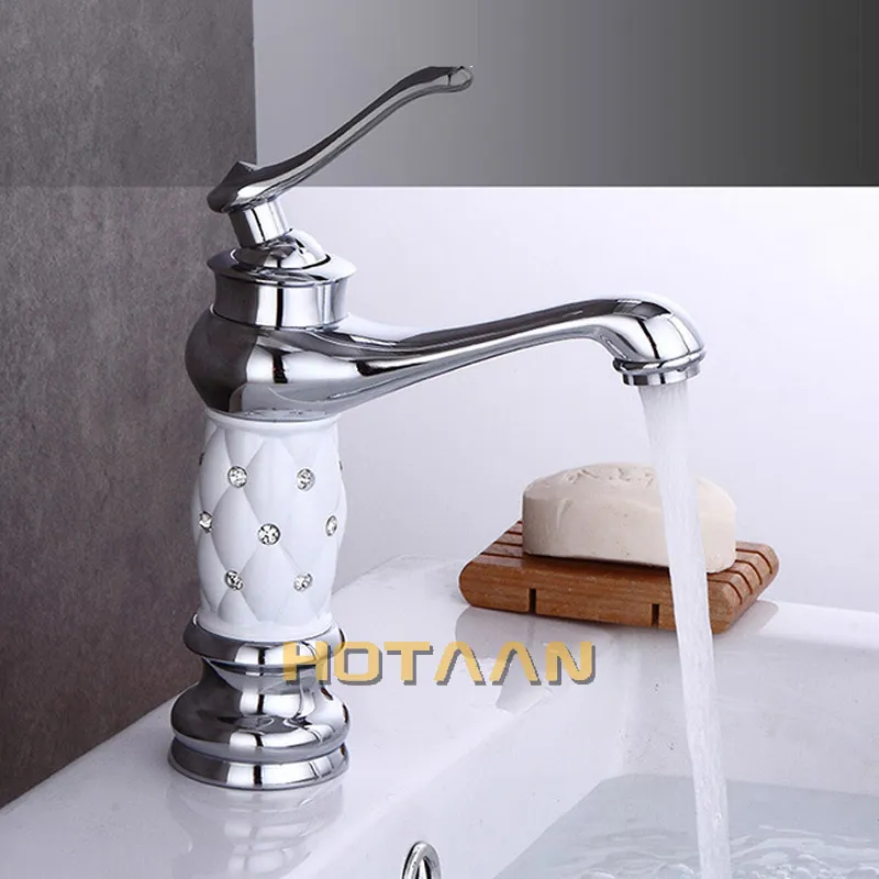 Hotaan Basin Faucet Water Taps Brass Bathroom sink Faucet Solid Chrome Cold and Hot Water Single Handle Water Sink Tap Mixer