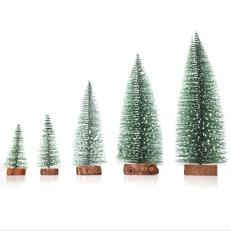 2024 Mini arbre de Noël artificiel Snow Frost Small Pine Tree DIY Craft décoration décoration décoration de Noël Ornements 1. Pour Mini