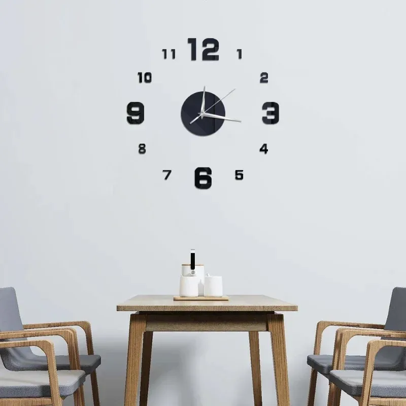Relógio de parede 3D Relógio Diy Espelho adesivos de parede Decoração de casa Relógio de agulha de quartzo Sala de estar Removável adesivo de decalques para sala de estar Relógio