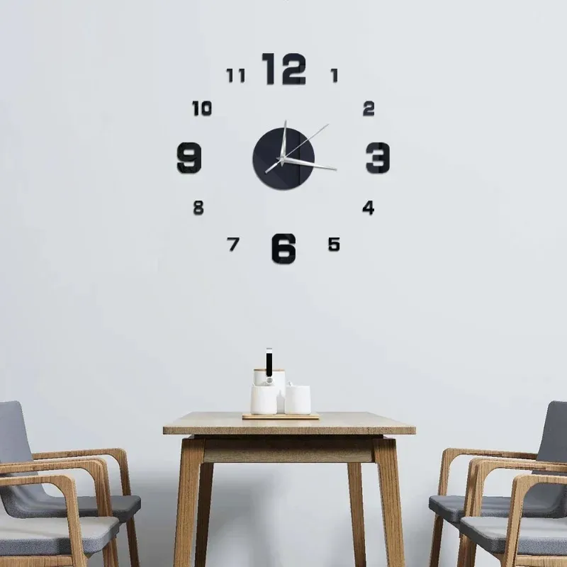 Horloge murale 3D Diy Miroir Stickers Mur